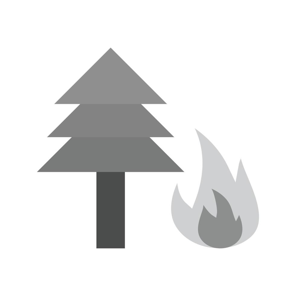feu de forêt plat icône en niveaux de gris vecteur