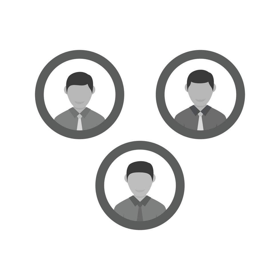 icône plate en niveaux de gris des membres de l'équipe vecteur