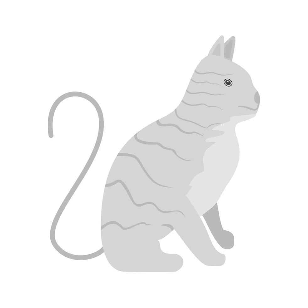 icône de chat plat en niveaux de gris vecteur