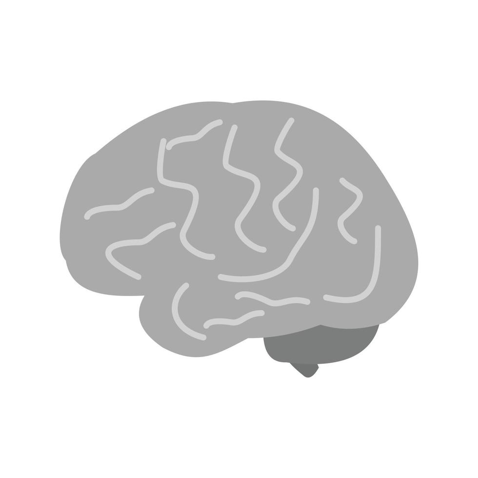 icône de cerveau plat en niveaux de gris vecteur