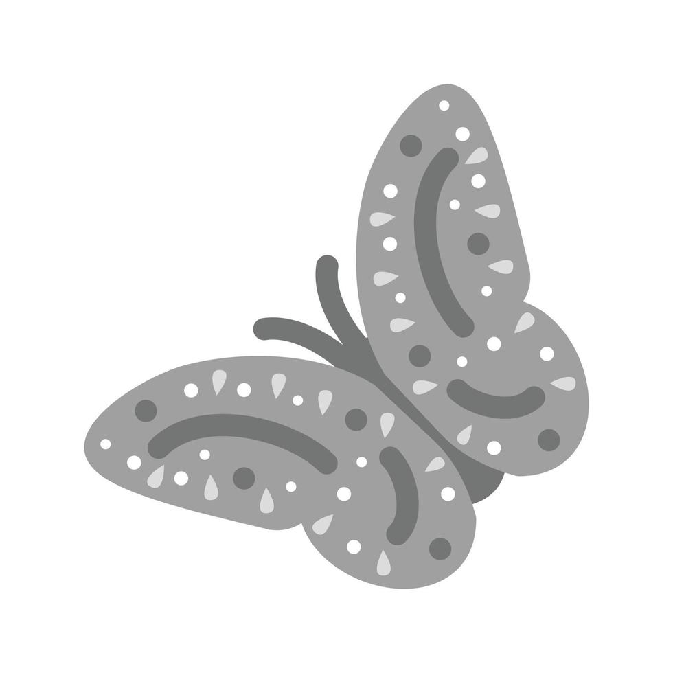papillon volant plat icône en niveaux de gris vecteur