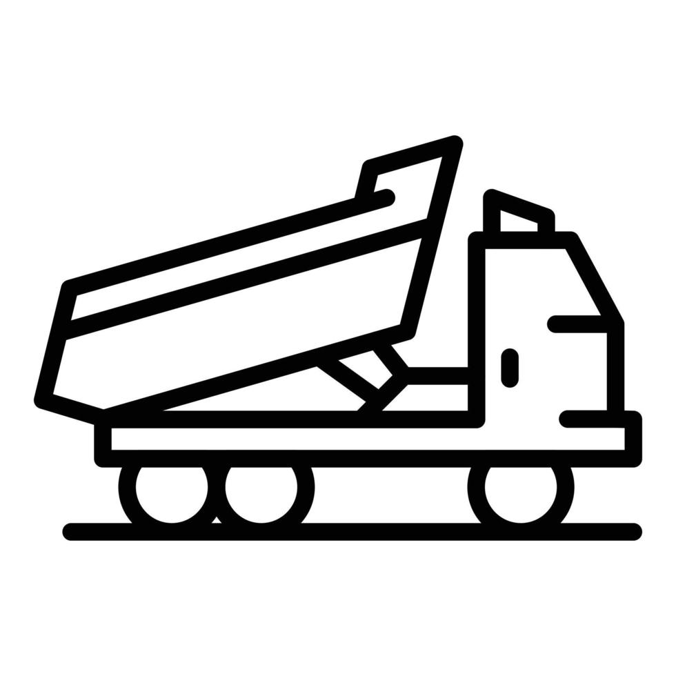 icône de camion à benne basculante, style de contour vecteur