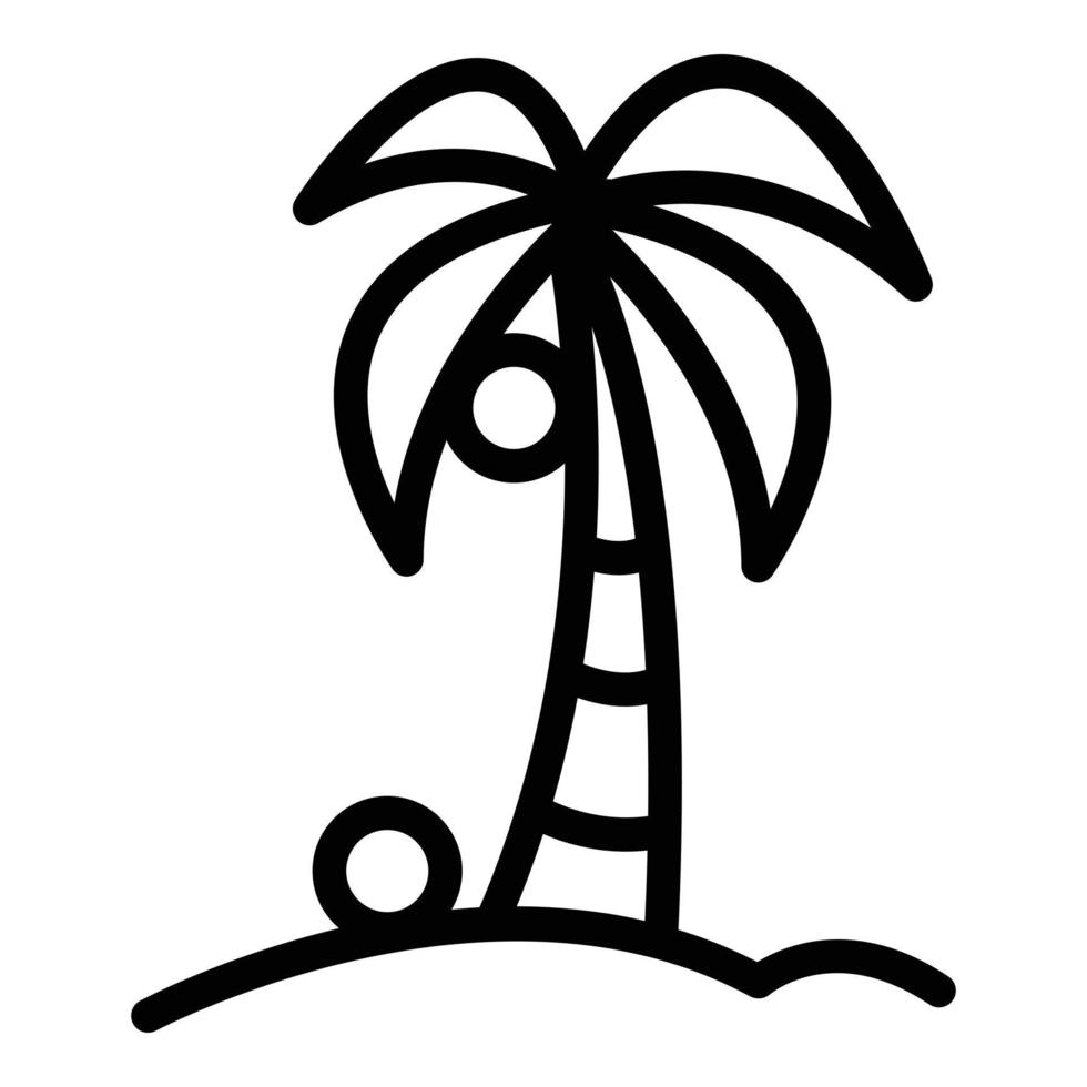 vecteur de contour d'icône de cocotier. palmier de plage d'été