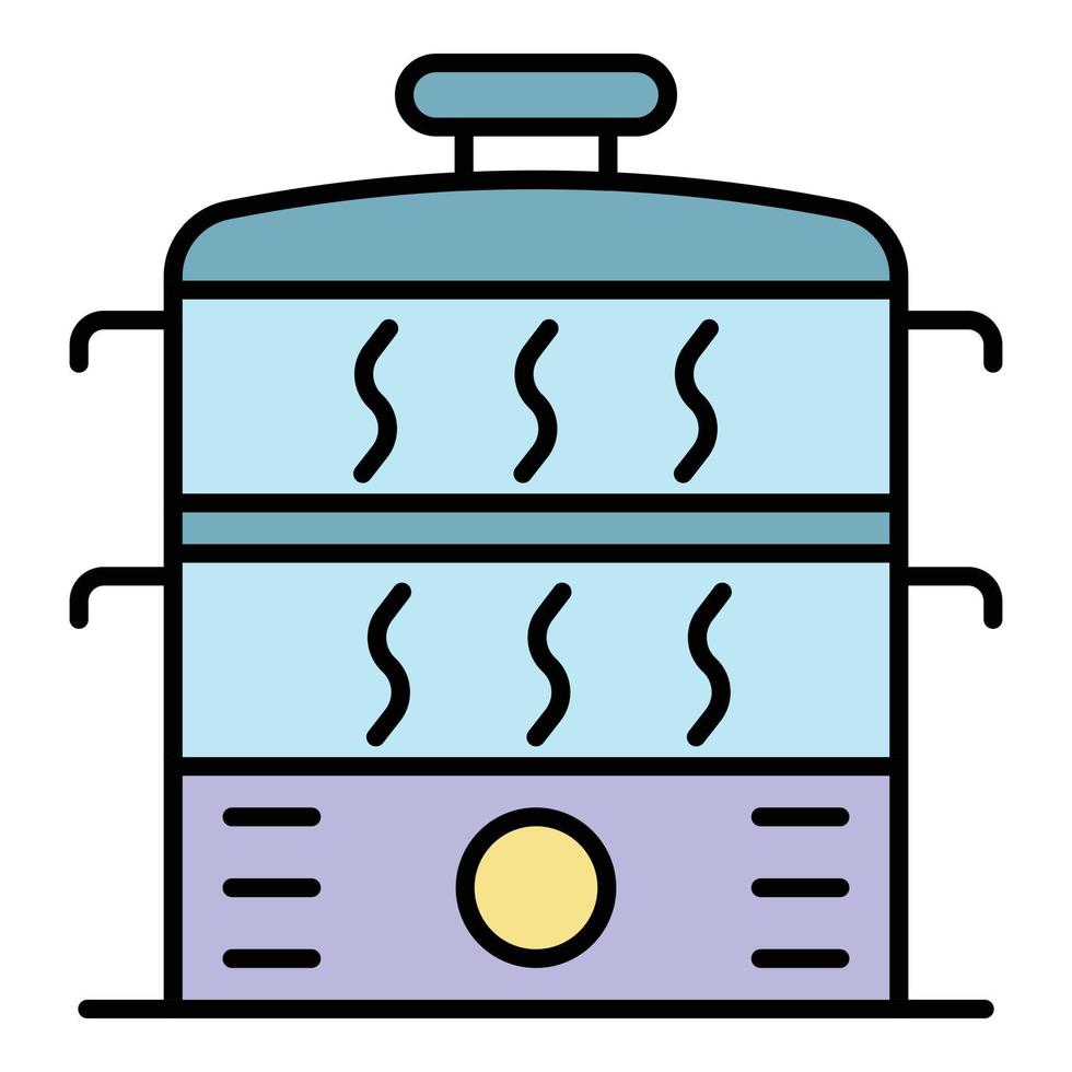 vecteur de contour de couleur d'icône de bateau à vapeur