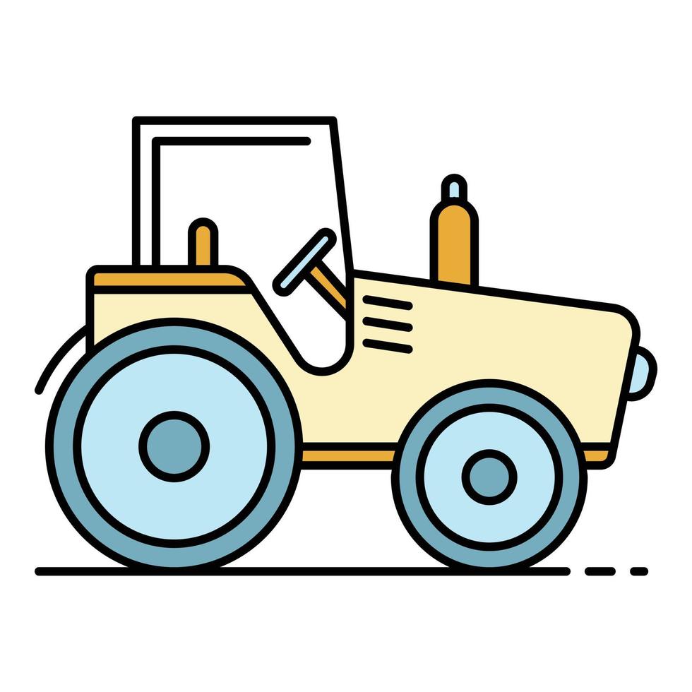 vecteur de contour de couleur d'icône de tracteur de champ