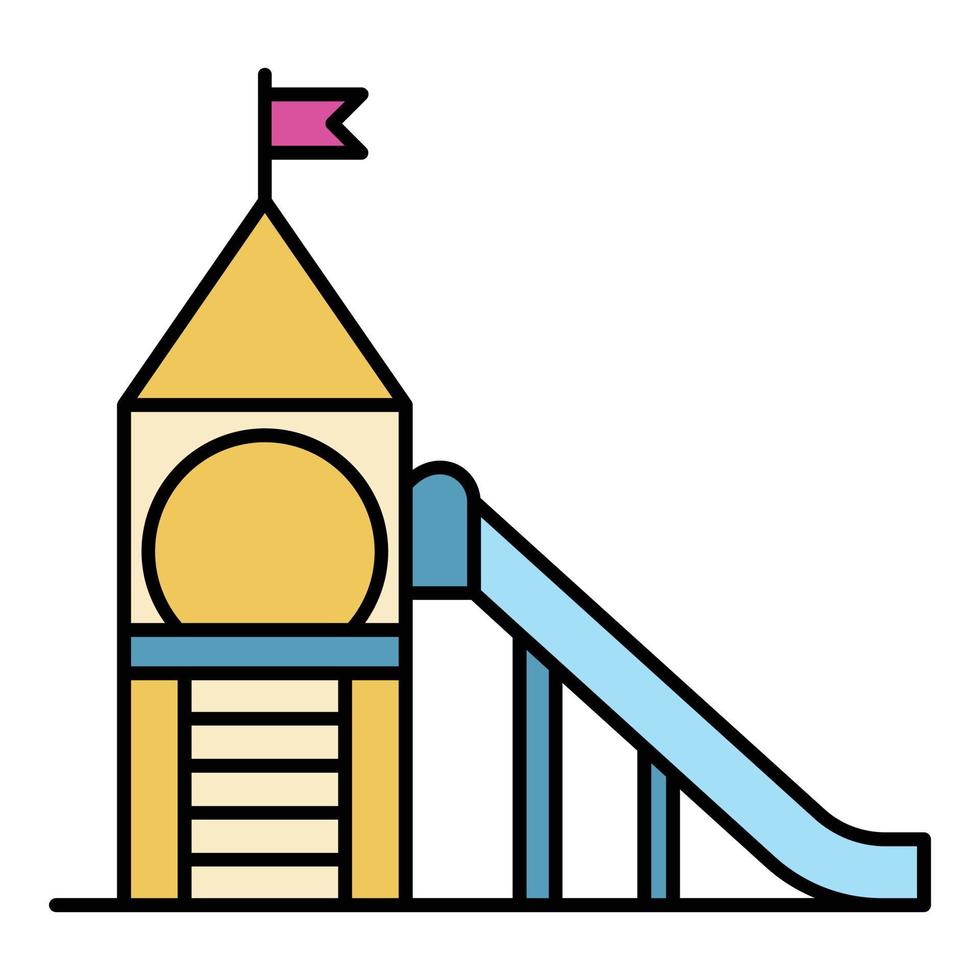Kid tower aire de jeux icône vecteur contour couleur