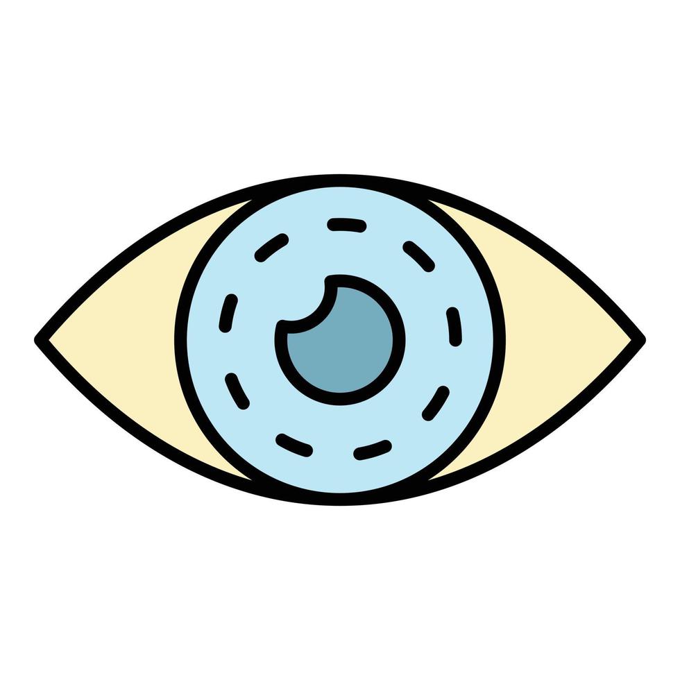 oeil avec vecteur de contour couleur icône lentille de contact
