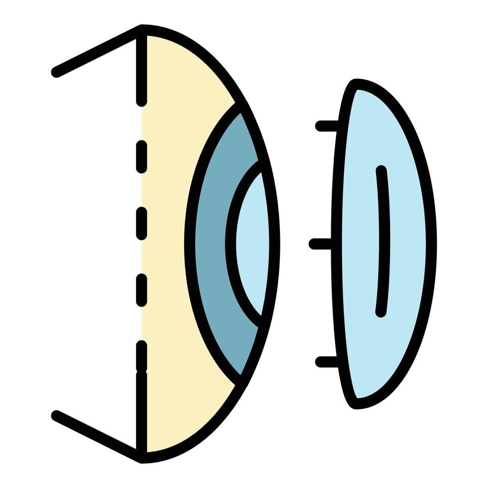 vecteur de contour de couleur d'icône de lentille de contact moderne oeil