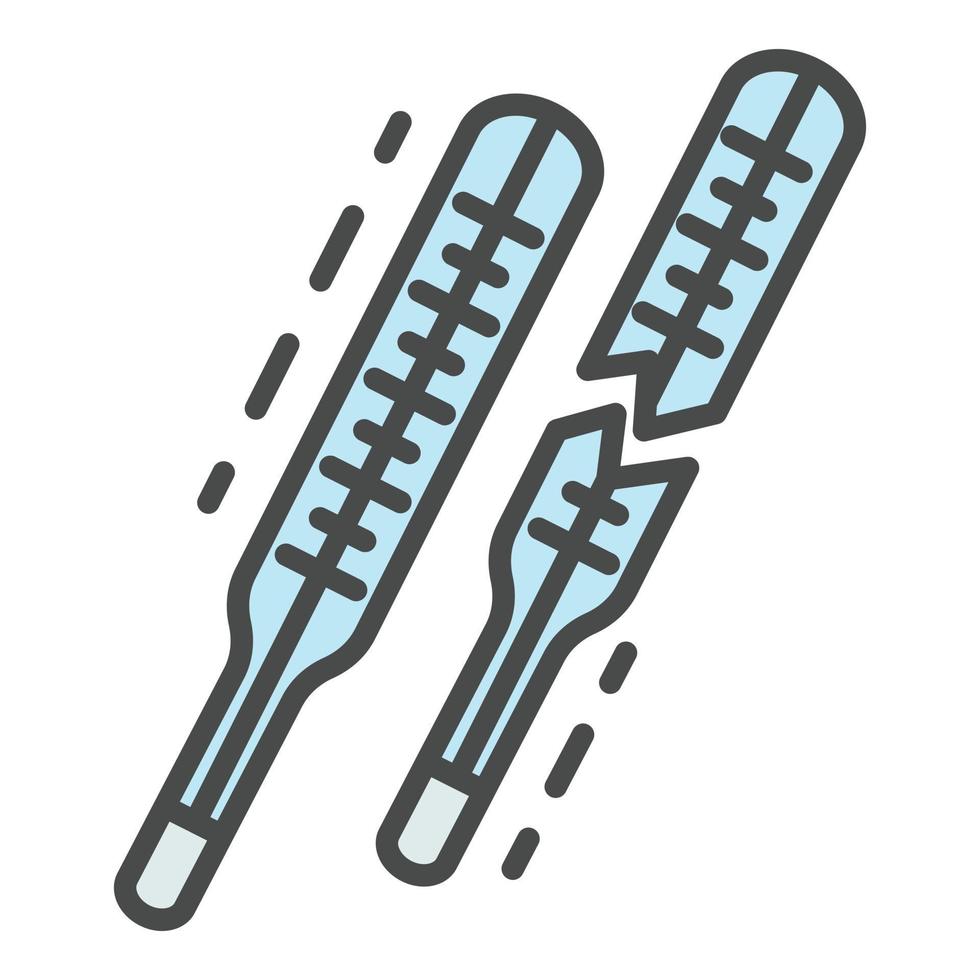 vecteur de contour de couleur d'icône de thermomètre de corps de fissure