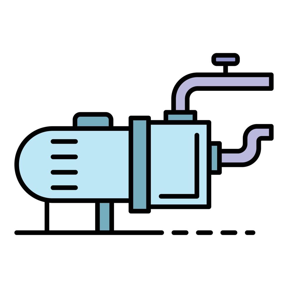 L'icône de la pompe à moteur de la piscine vecteur contour couleur