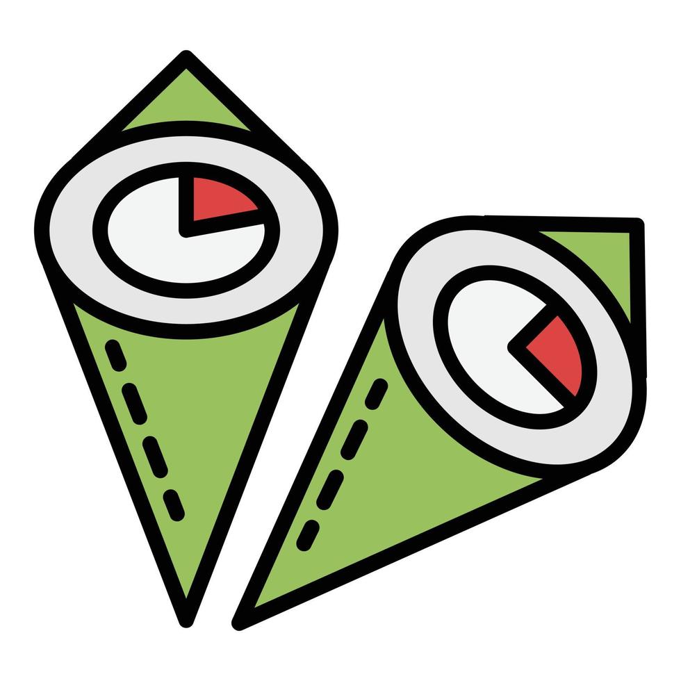 vecteur de contour de couleur icône cône sushi