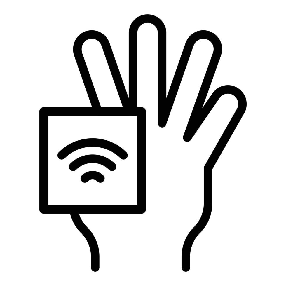 vecteur de contour d'icône de reconnaissance de paume internet. analyse biométrique