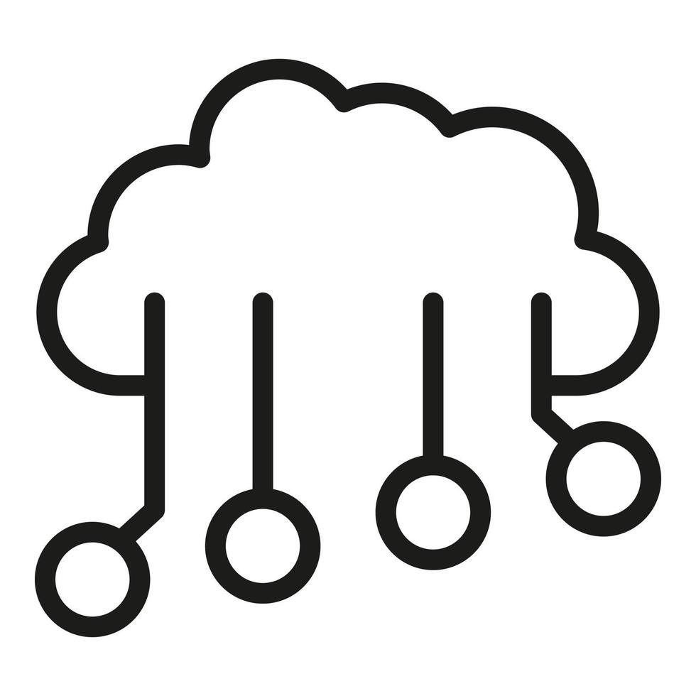 vecteur de contour d'icône de mémoire intelligente. tête cerveau