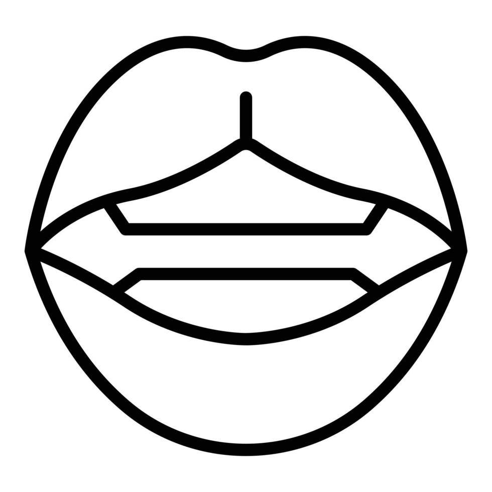 vecteur de contour d'icône d'articulation de lèvres. bouche langue