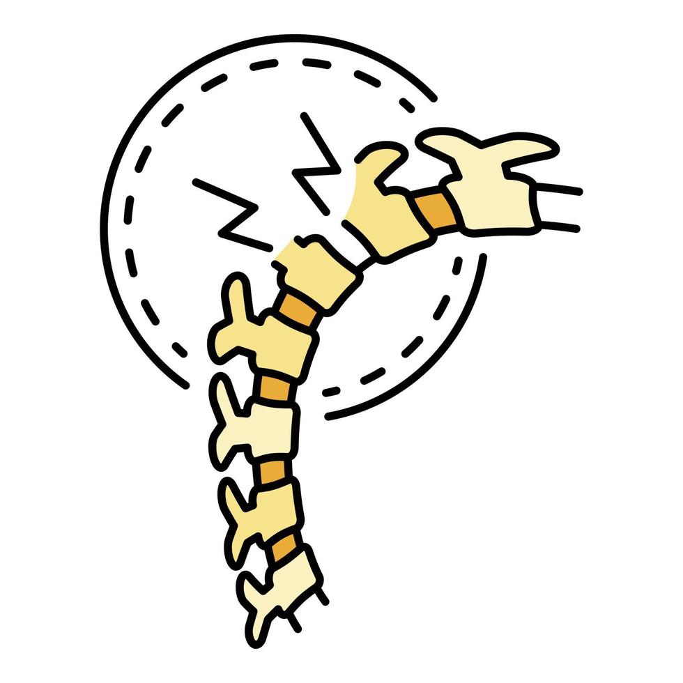 vecteur de contour de couleur d'icône de colonne vertébrale fissurée
