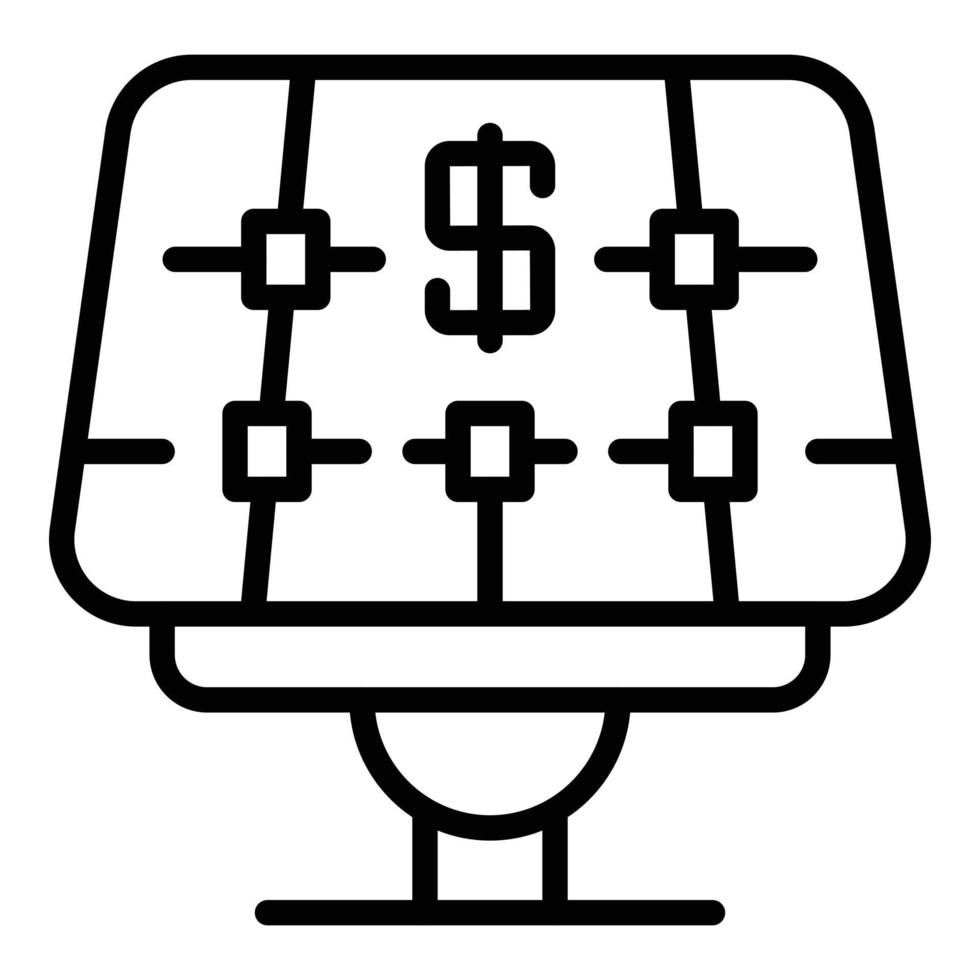 vecteur de contour d'icône de prix de panneau solaire. énergie domestique