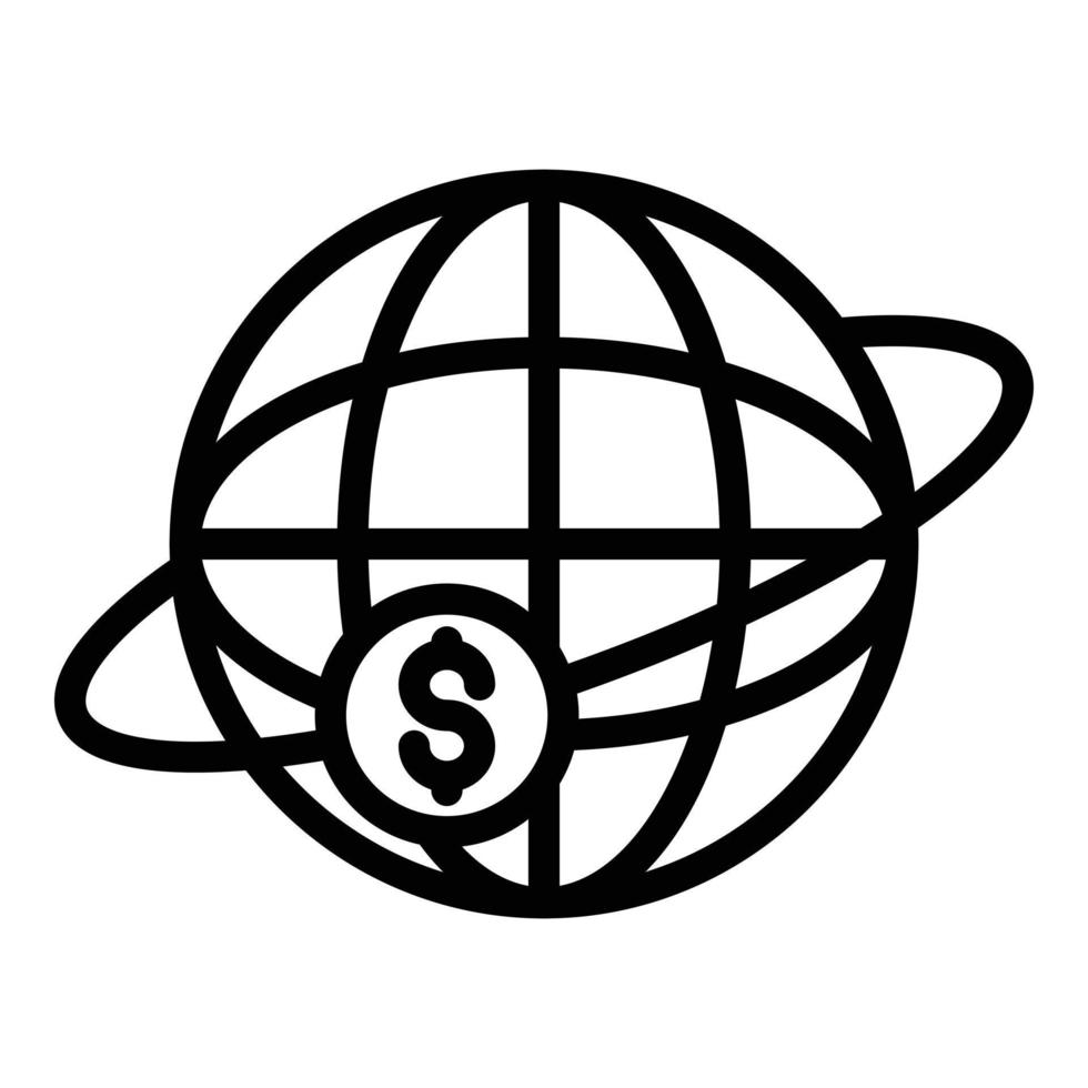icône de courtier d'argent mondial, style de contour vecteur