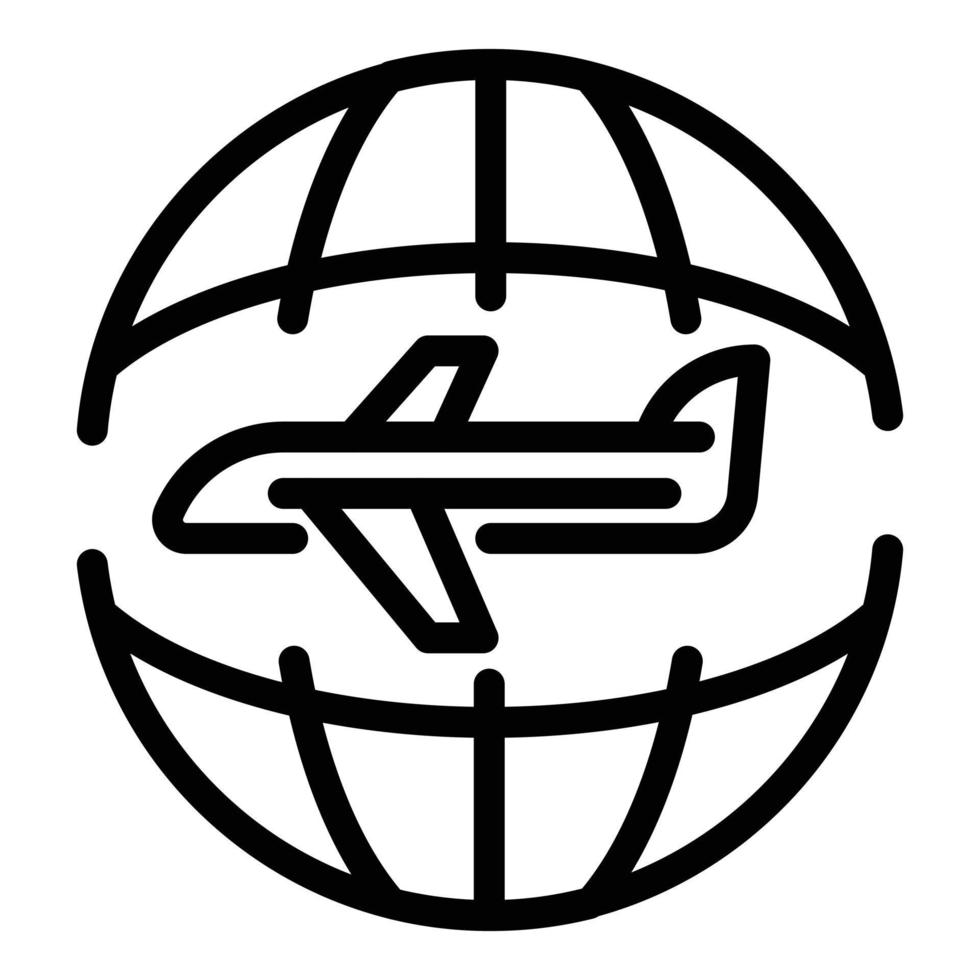 icône mondiale du tourisme aérien, style de contour vecteur