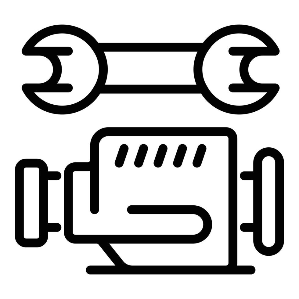 icône de moteur de voiture de réparation, style de contour vecteur