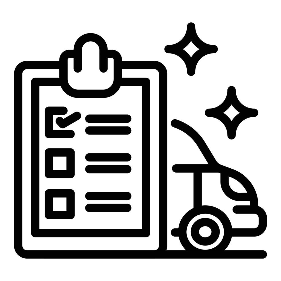 icône de liste de contrôle de réparation de voiture, style de contour vecteur