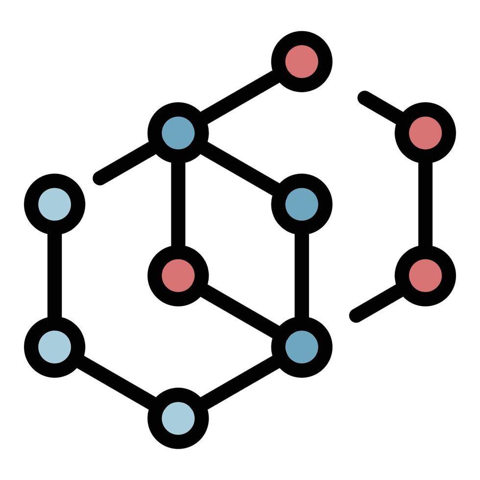 vecteur de contour de couleur icône composé moléculaire