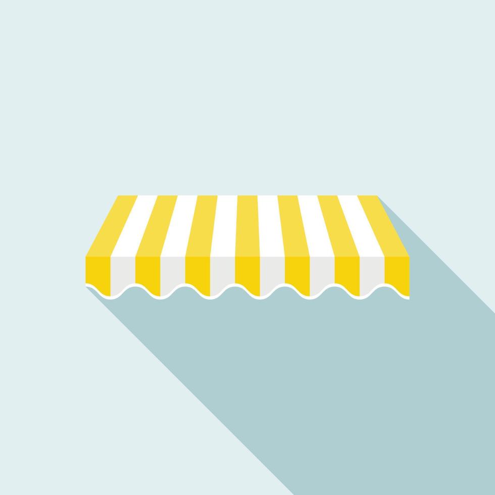 icône de tente à rayures jaunes, style plat vecteur