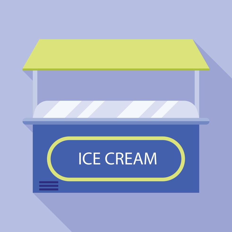 icône de kiosque de crème glacée, style plat vecteur