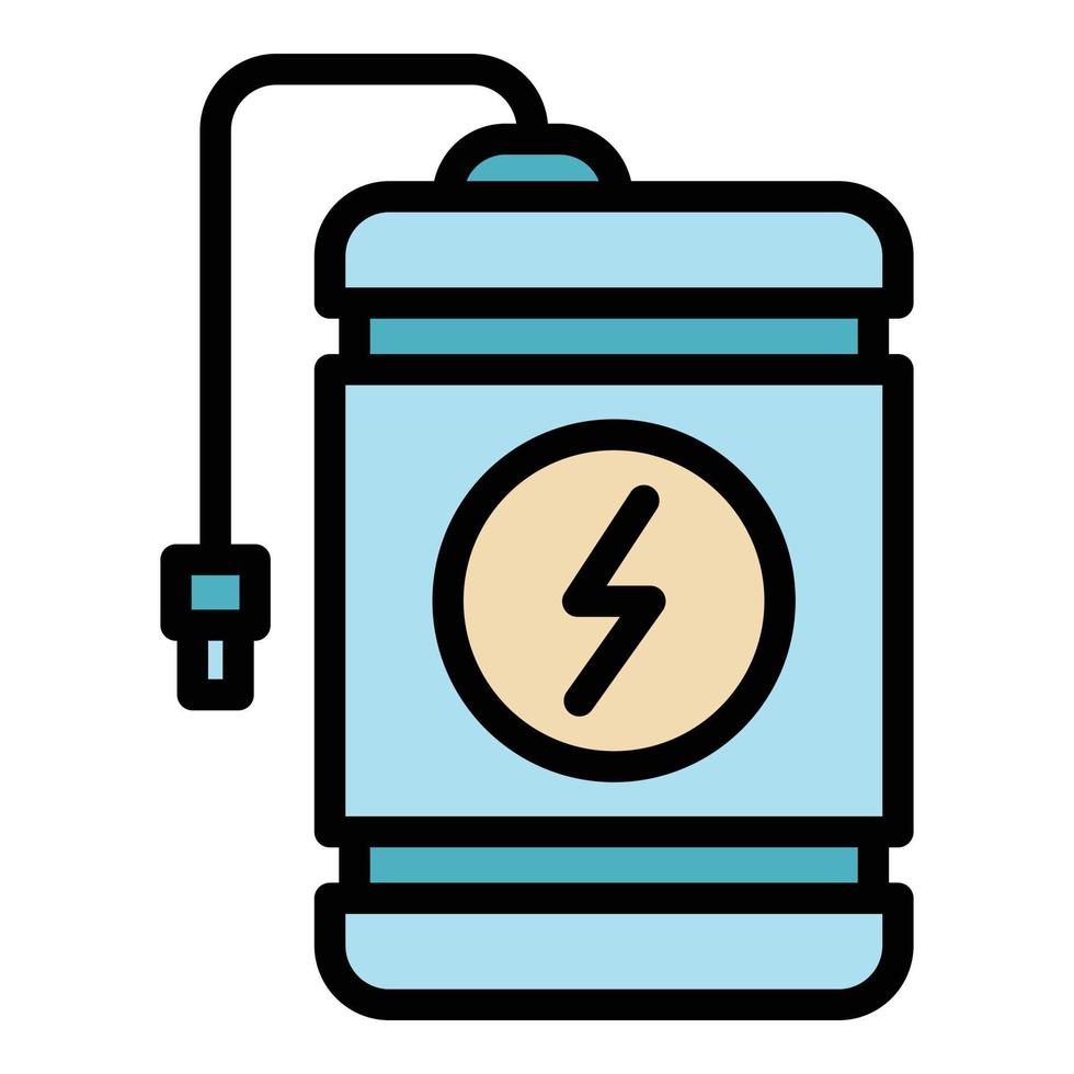 vecteur de contour de couleur d'icône de banque d'alimentation de charge flash