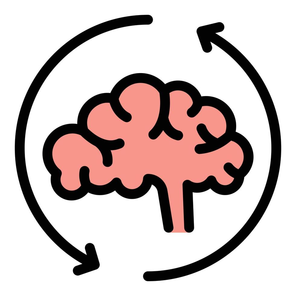 vecteur de contour de couleur d'icône de cerveau d'adaptation