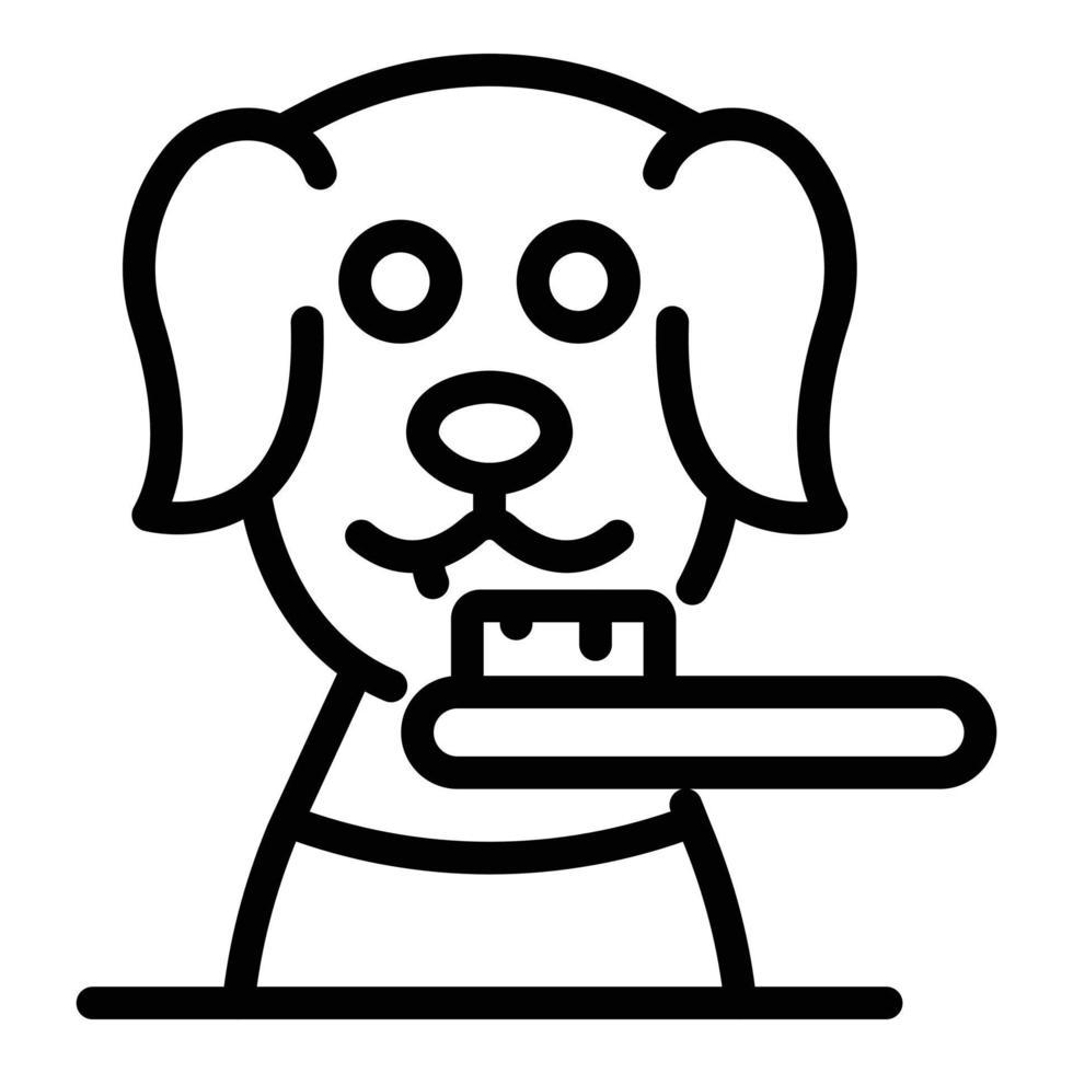 icône de brosse pour chien toiletteur, style de contour vecteur