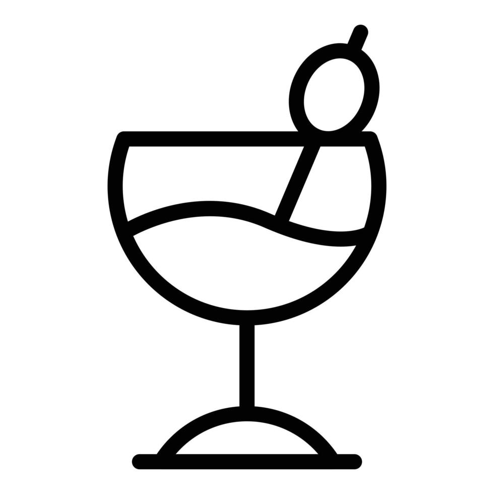 icône de verre à cocktail large, style de contour vecteur