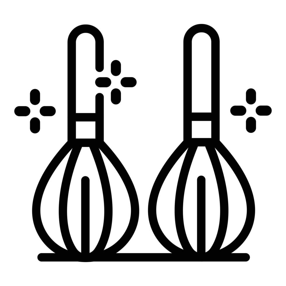 icône de deux fouets de cuisine, style de contour vecteur