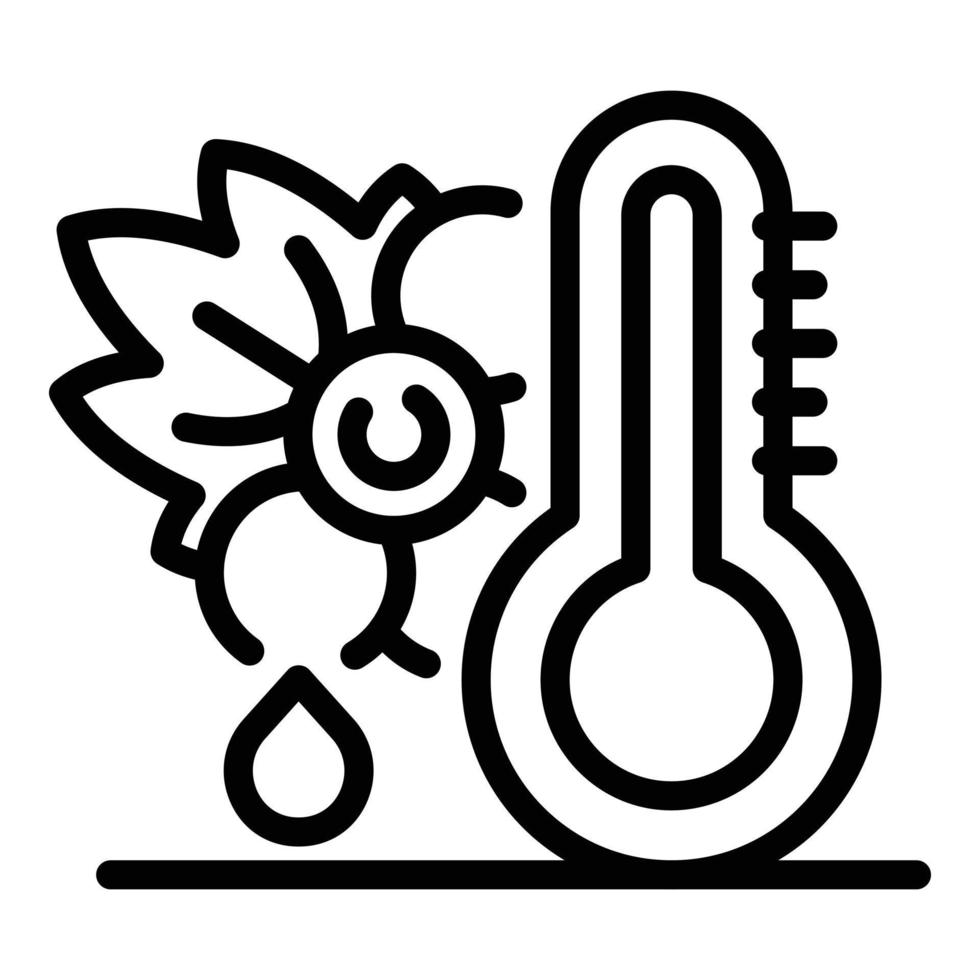 icône de raisins et thermomètre, style de contour vecteur
