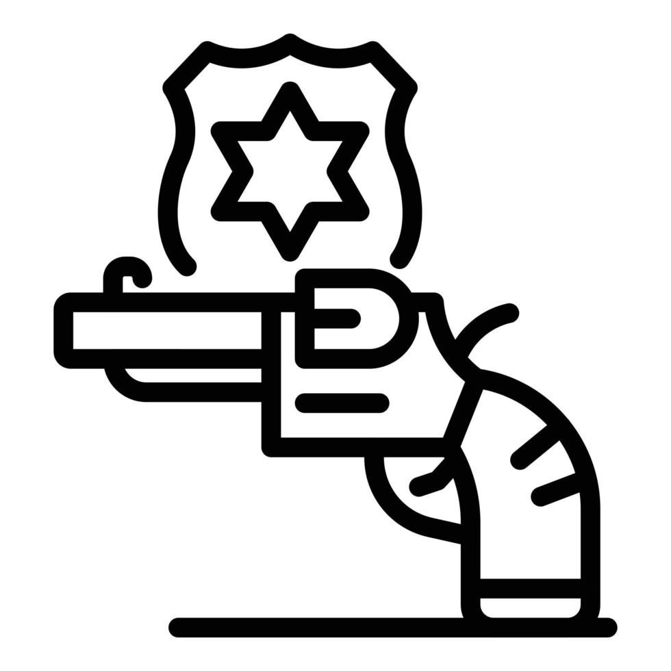 icône de revolver de policier, style de contour vecteur