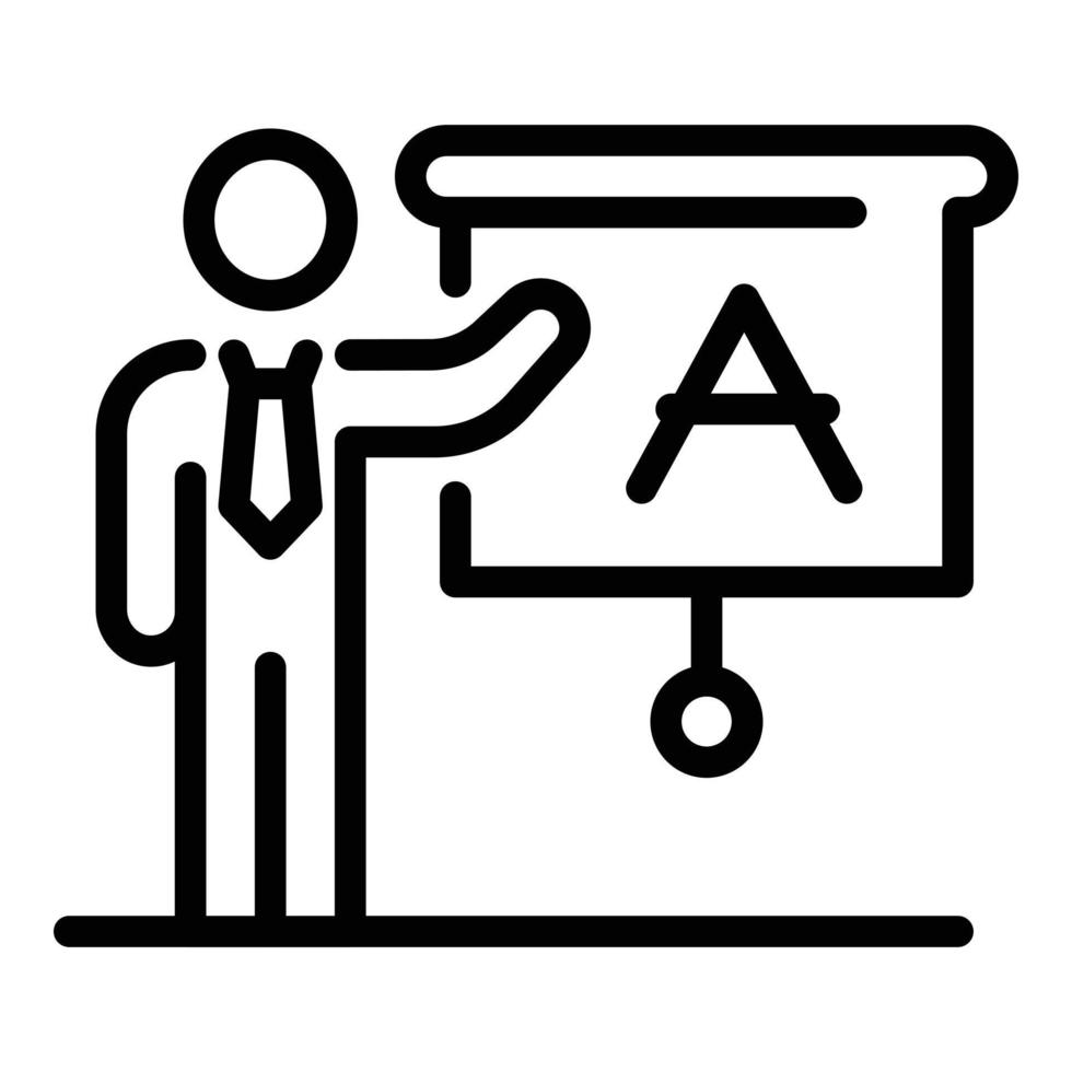 icône de professeur d'école de langue étrangère, style de contour vecteur