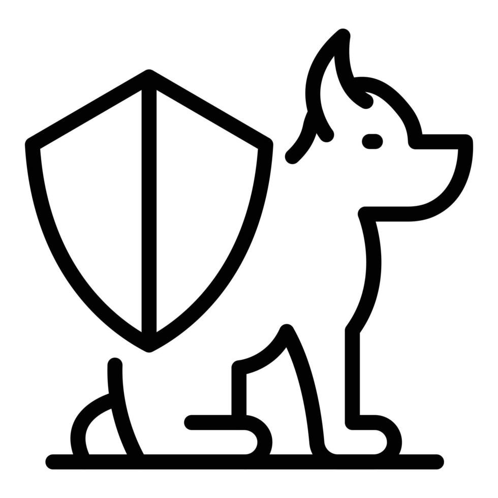 icône de protection de chien de bouclier, style de contour vecteur