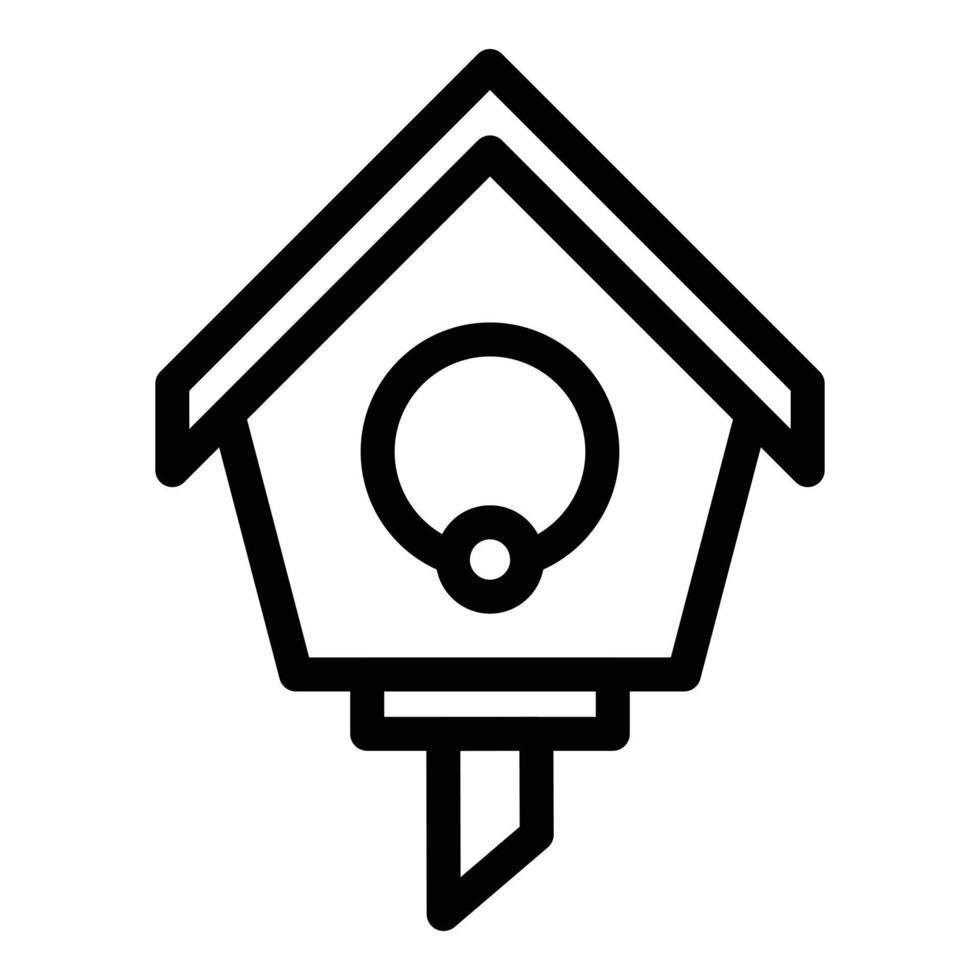 icône de maison d'oiseau ronde d'arbre, style de contour vecteur