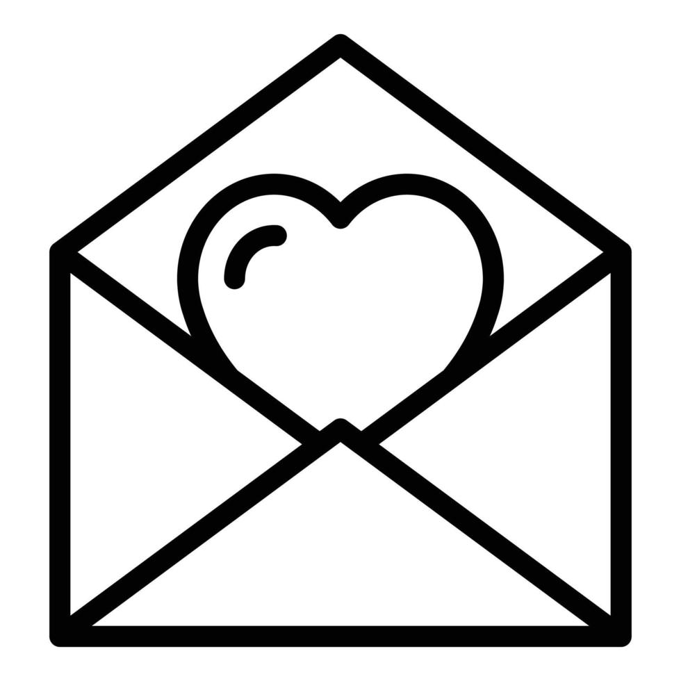 icône d'enveloppe de coeur, style de contour vecteur