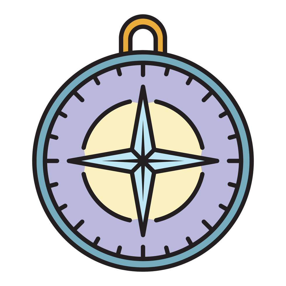 L'icône boussole de navigation vecteur contour couleur