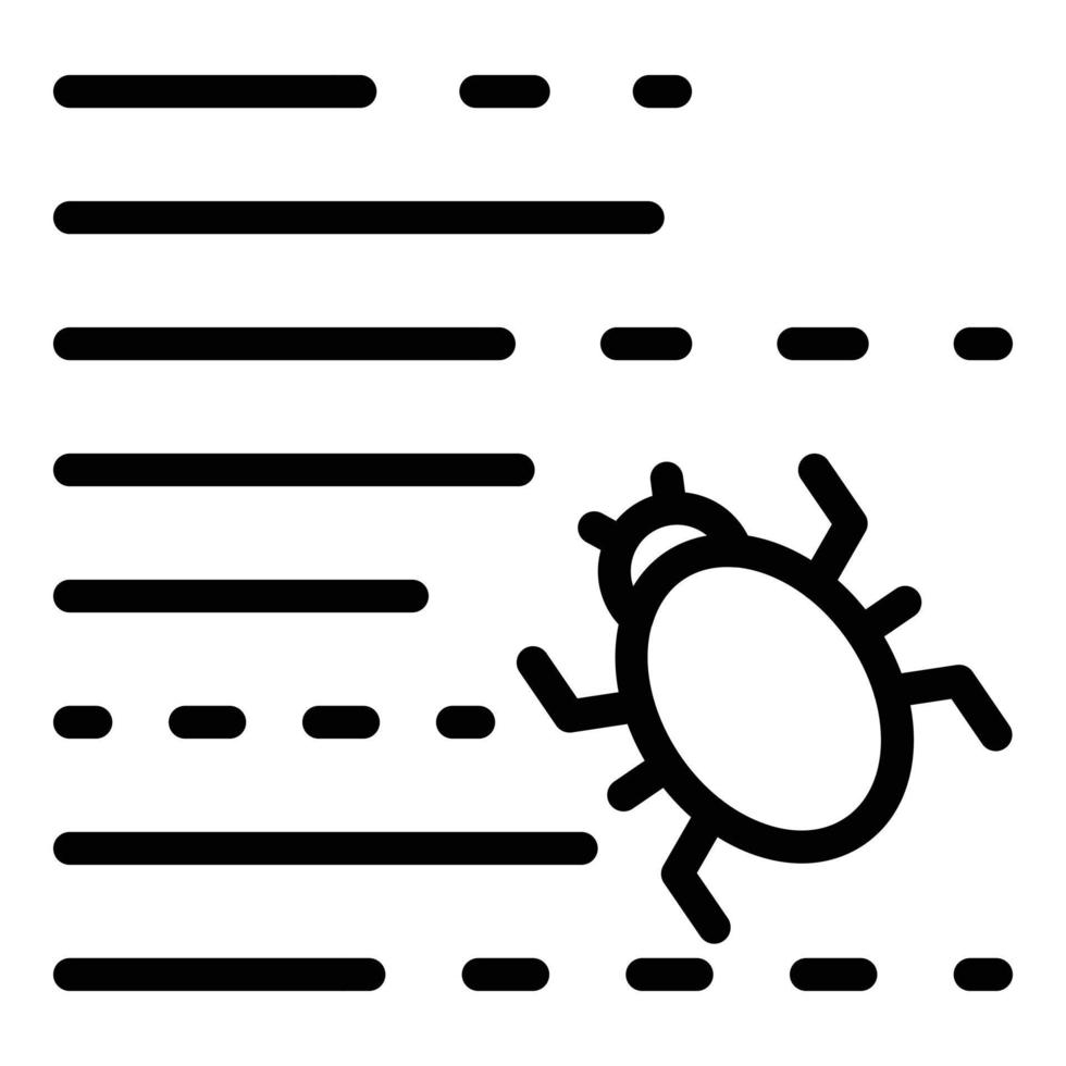 bogue dans l'icône de code, style de contour vecteur