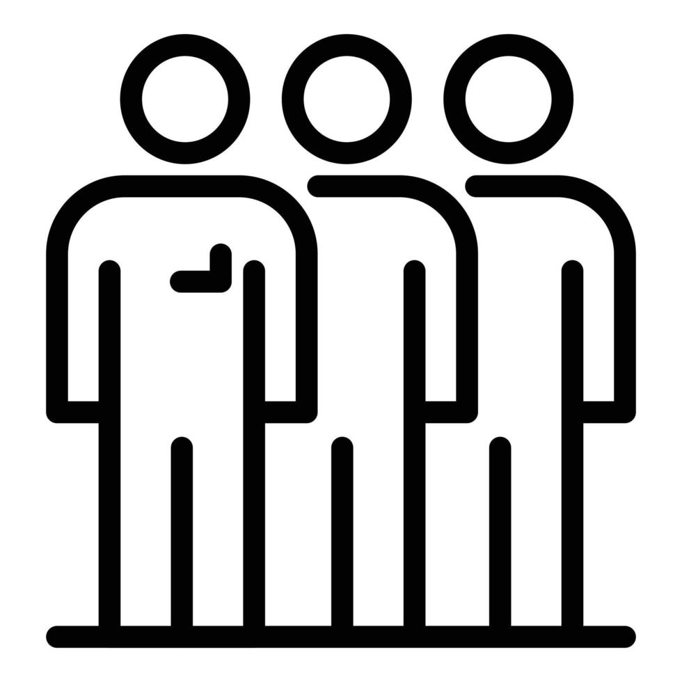 icône d'équipe de trois personnes, style de contour vecteur