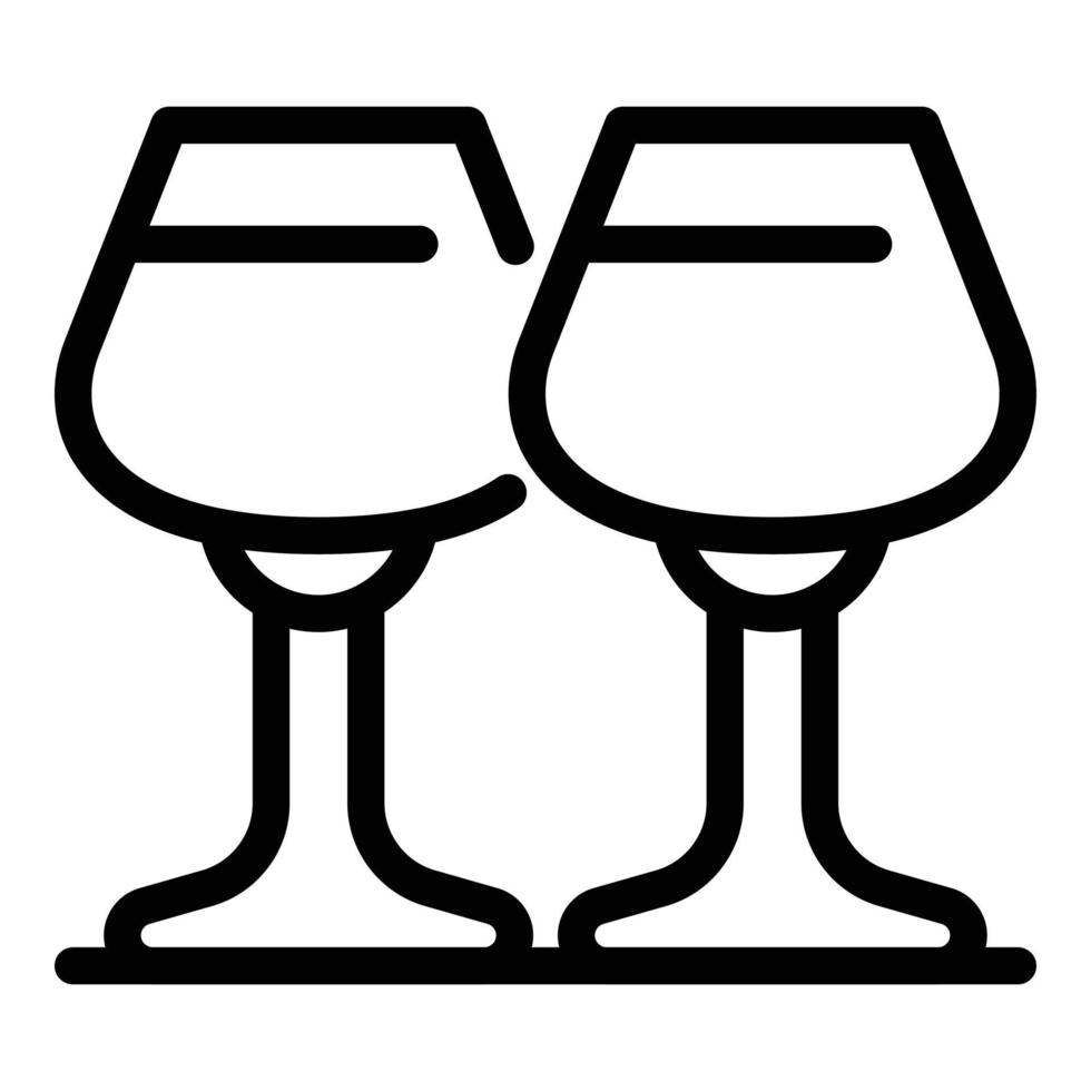 icône de deux verres, style de contour vecteur