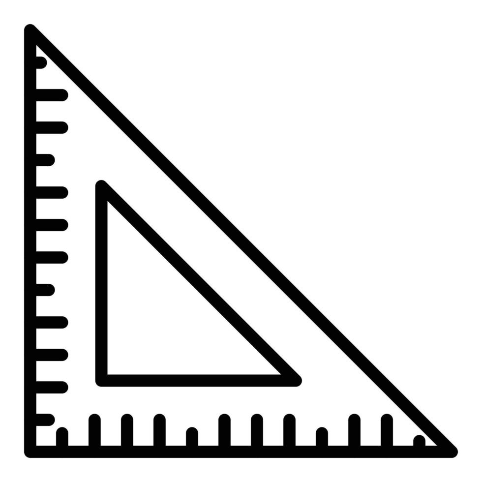 icône de règle de triangle d'école, style de contour vecteur