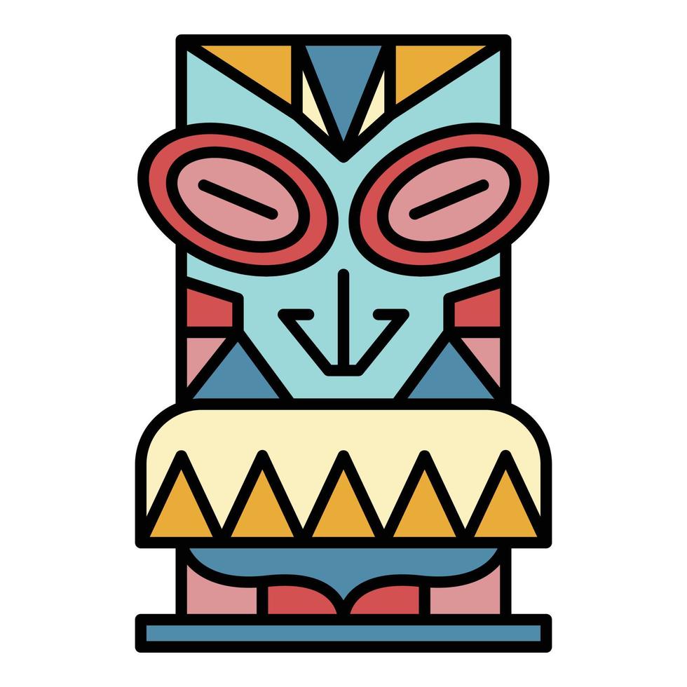 vecteur de contour de couleur icône idole bois aloha