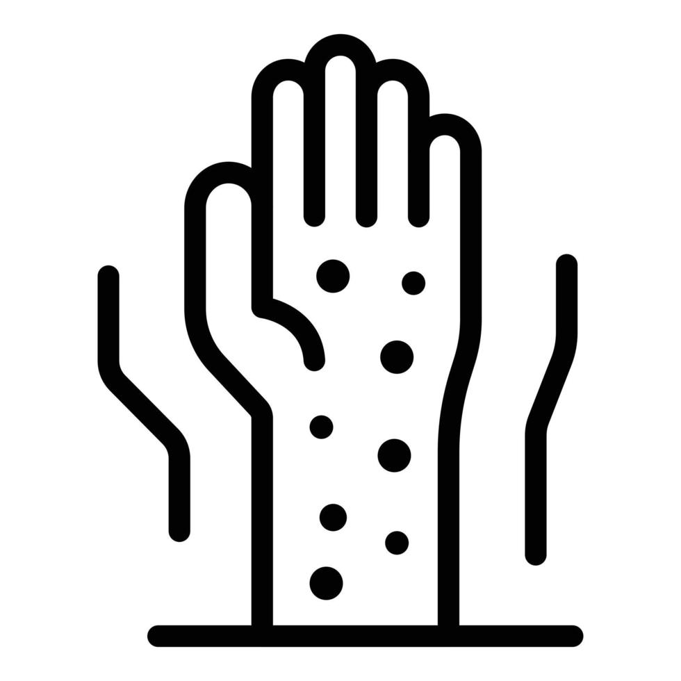 icône de main de varicelle, style de contour vecteur