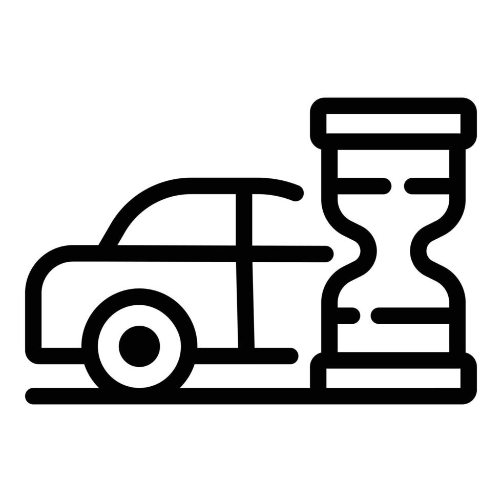 icône de taxi de temps d'attente de sablier, style de contour vecteur