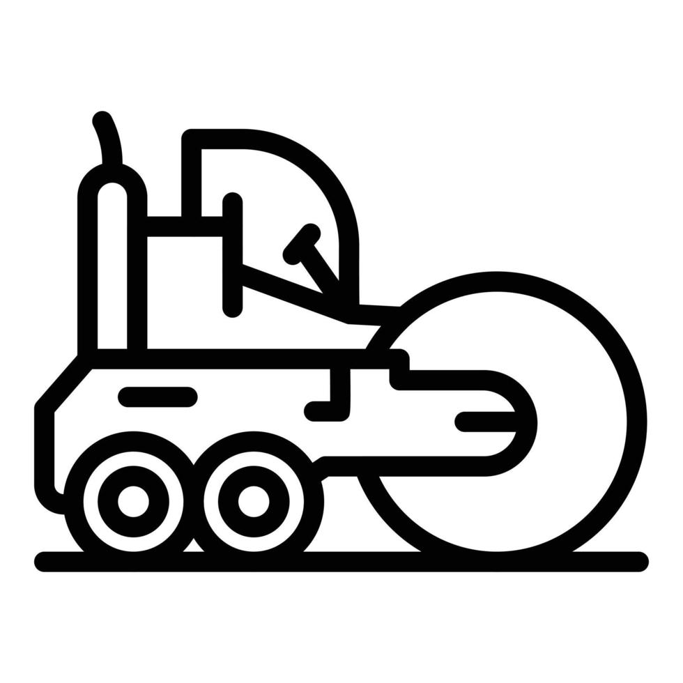 icône de rouleau de route de machine, style de contour vecteur