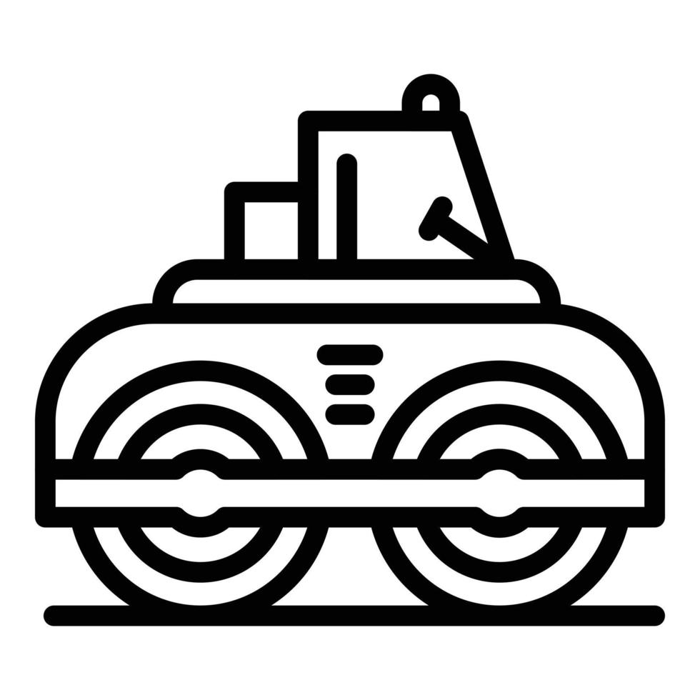 icône de rouleau de route d'asphalte, style de contour vecteur