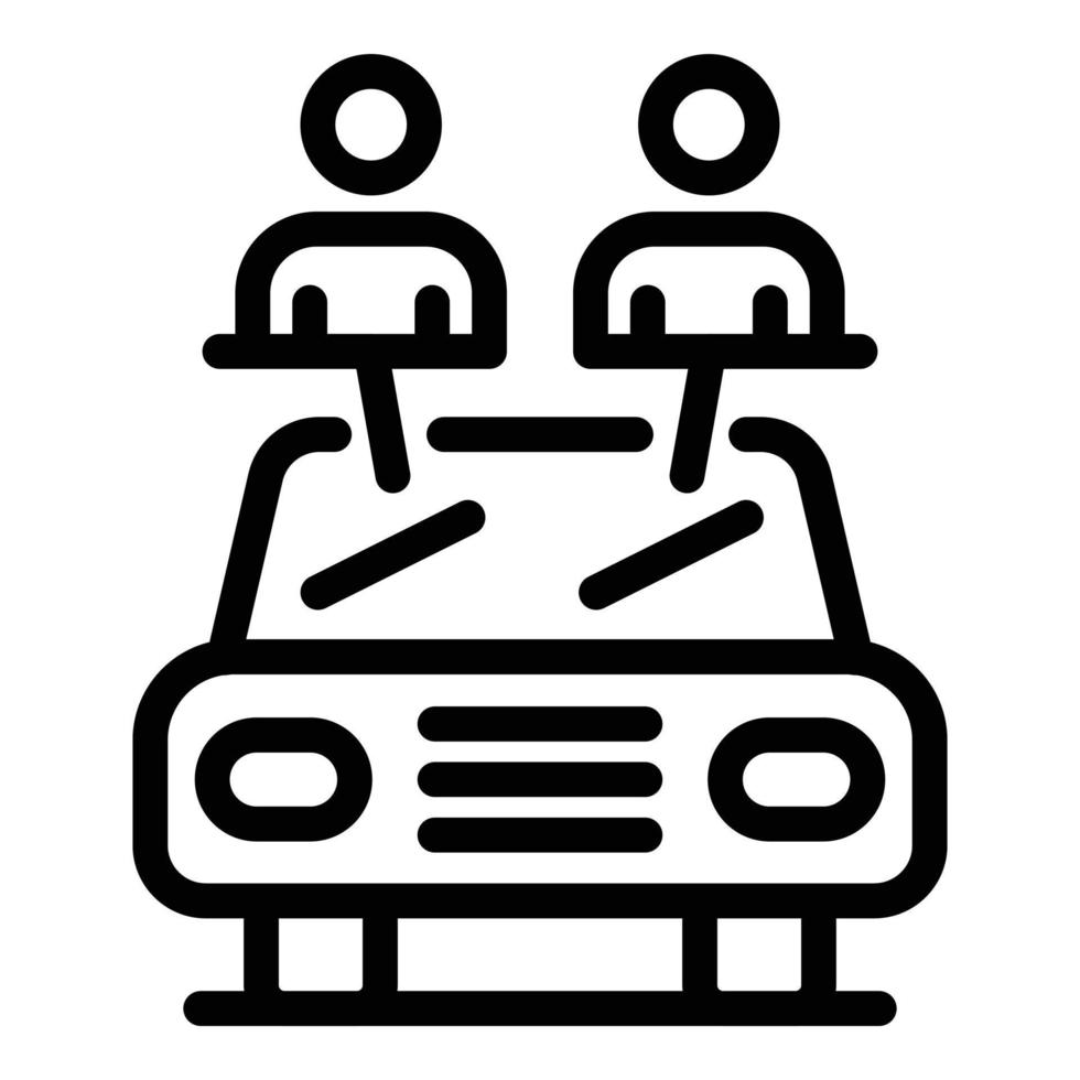 icône de voiture de taxi passager complet, style de contour vecteur