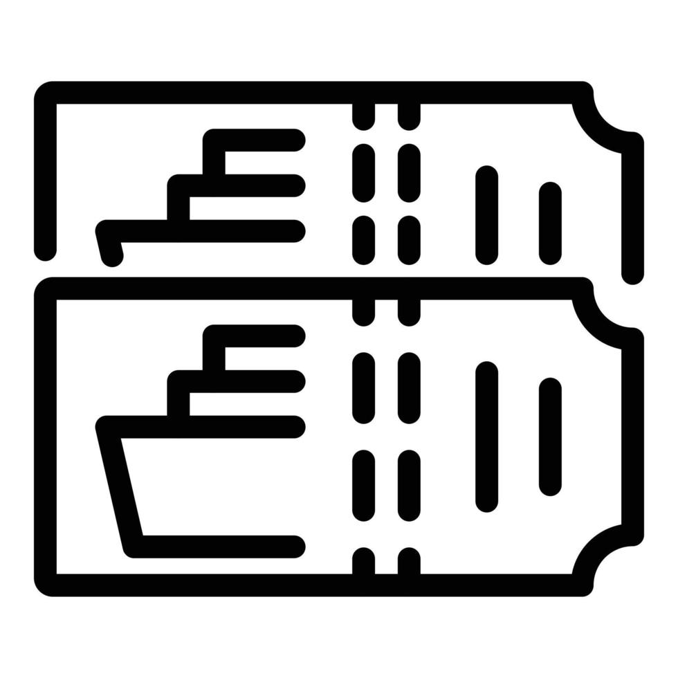 icône de billet de bateau de croisière, style de contour vecteur